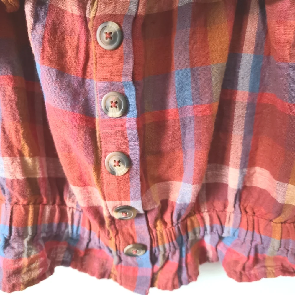 American Eagle Outfitters Orange Plaid Crop Top Size Small - Picture 2 of 7